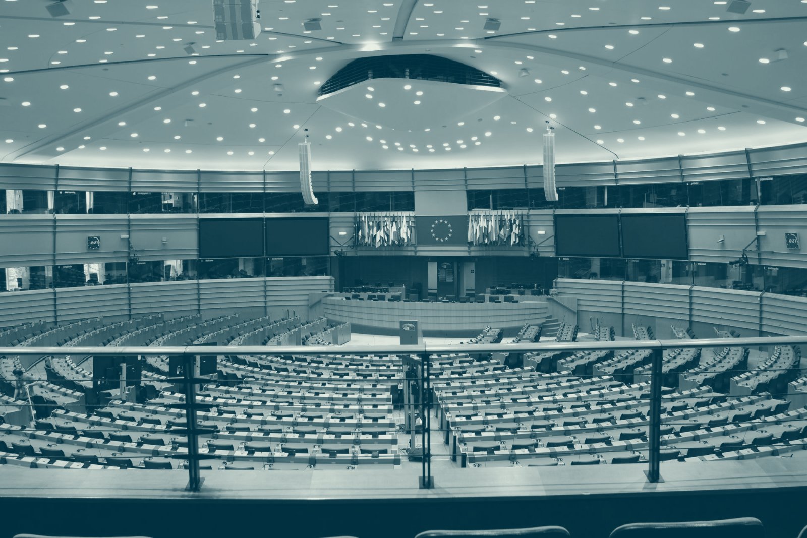 Empty hemicycle of the European Parliament in Brussels